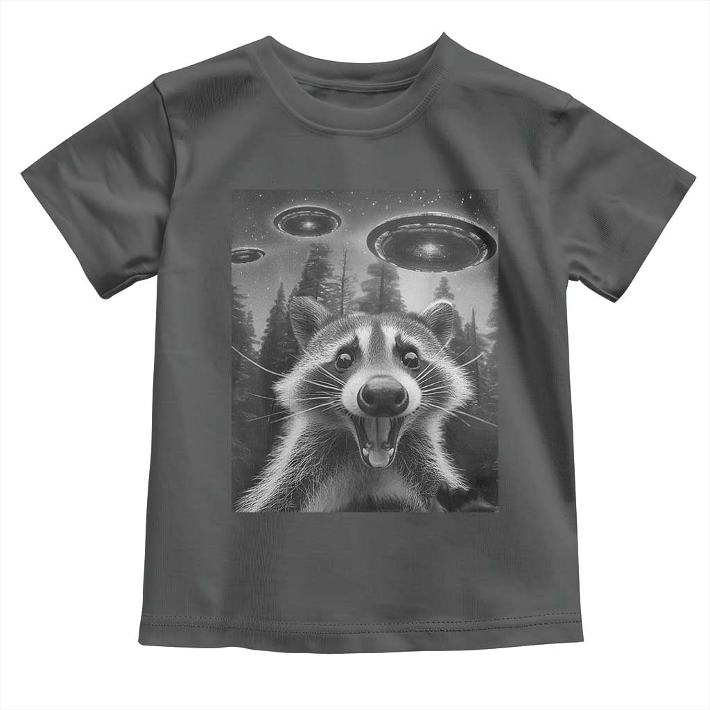 Racoon Meme Toddler T Shirt Selfie With Alien UFO TS10 Dark Heather Print Your Wear