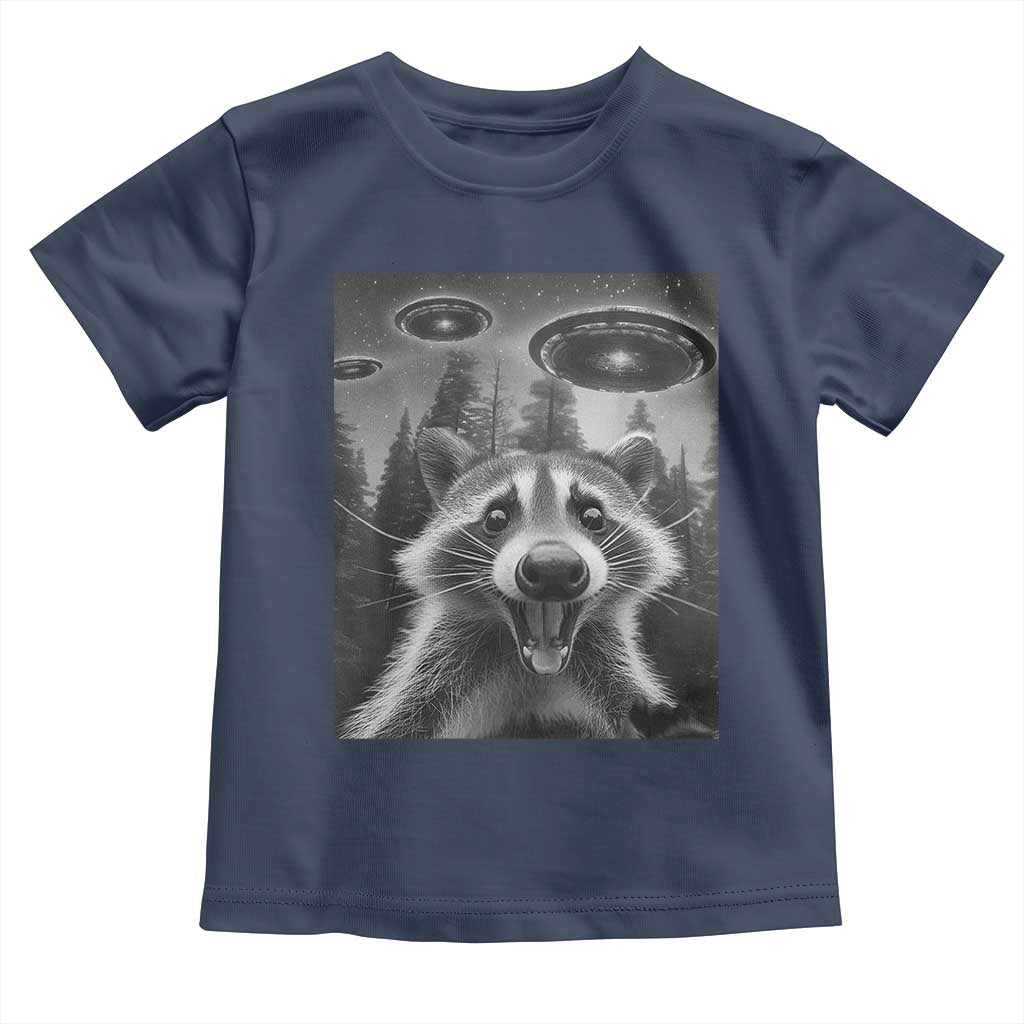Racoon Meme Toddler T Shirt Selfie With Alien UFO TS10 Navy Print Your Wear