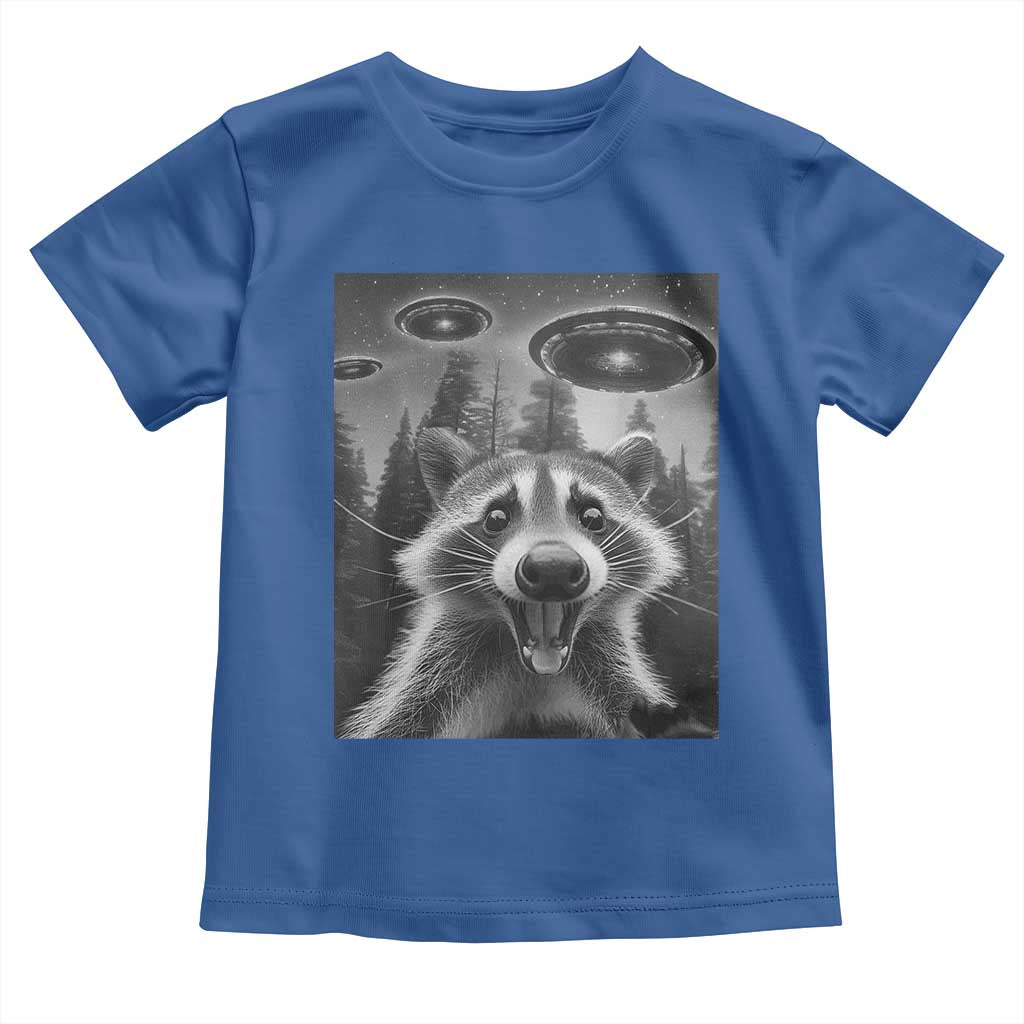 Racoon Meme Toddler T Shirt Selfie With Alien UFO TS10 Royal Blue Print Your Wear