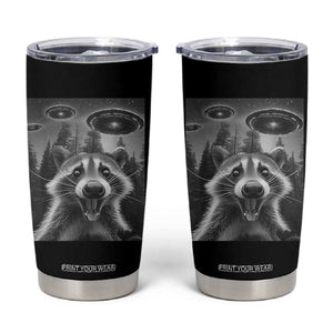 Racoon Meme Tumbler Cup Selfie With Alien UFO TS10 Black Print Your Wear