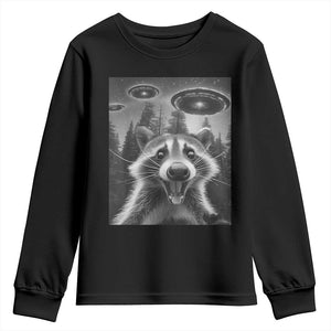 Racoon Meme Youth Sweatshirt Selfie With Alien UFO TS10 Black Print Your Wear