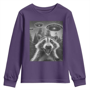 Racoon Meme Youth Sweatshirt Selfie With Alien UFO TS10 Purple Print Your Wear
