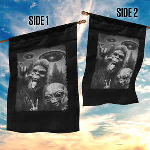Bigfoot Selfie With Alien Garden Flag UFO Funny Sasquatch Rock On Hand Sign TS10 Print Your Wear