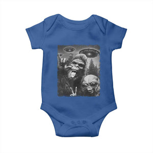 Bigfoot Selfie With Alien Baby Onesie UFO Funny Sasquatch Rock On Hand Sign TS10 Royal Blue Print Your Wear