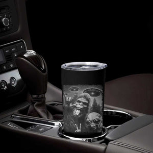Bigfoot Selfie With Alien Tumbler Cup UFO Funny Sasquatch Rock On Hand Sign TS10 Print Your Wear