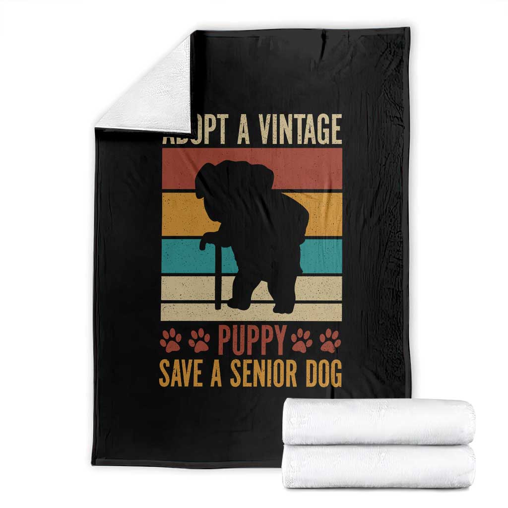 Vintage Adopt a Senior Dog Throw Blanket Rescue Animal Adoption Old Dog Shelter Pet TS10 Black Print Your Wear