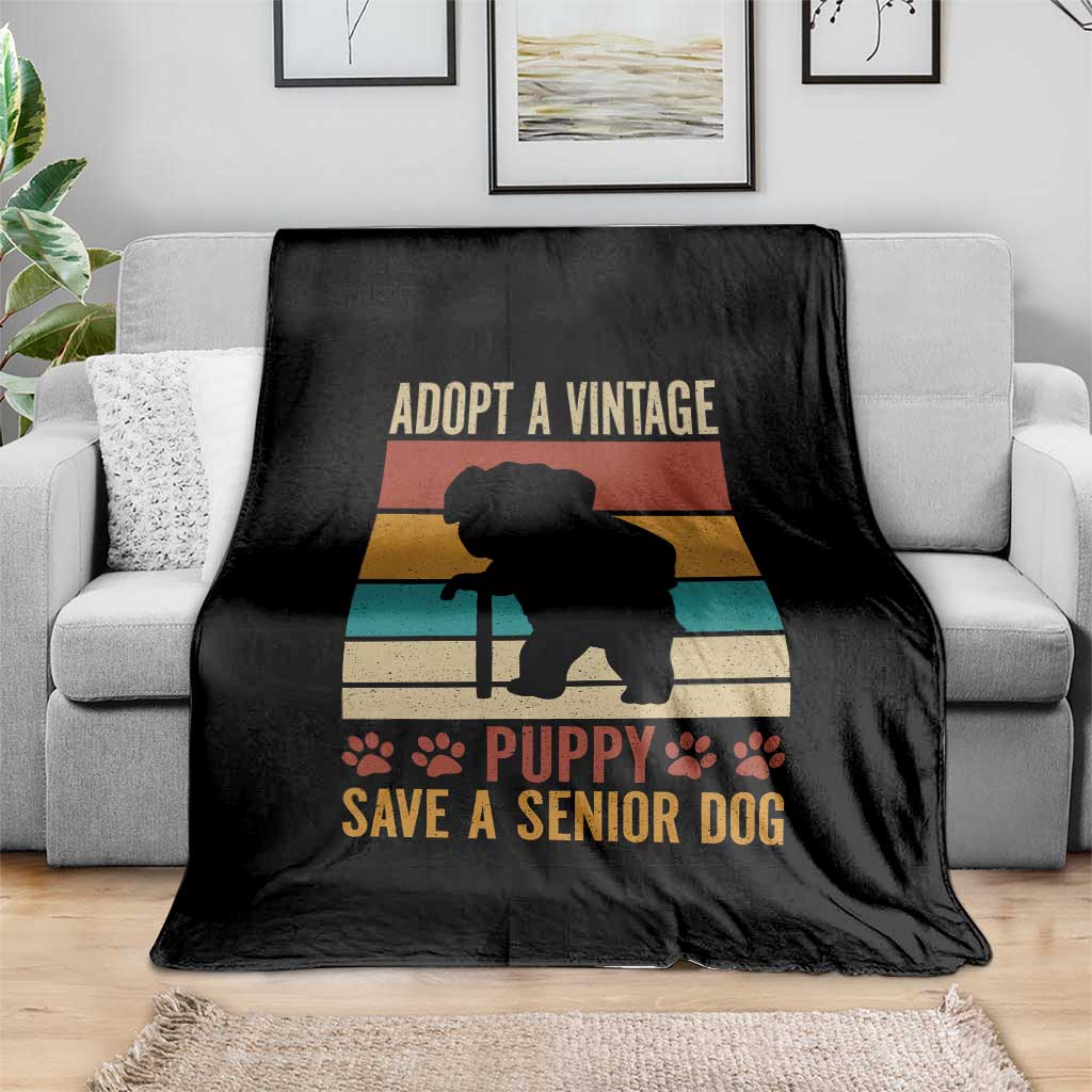 Vintage Adopt a Senior Dog Throw Blanket Rescue Animal Adoption Old Dog Shelter Pet TS10 Print Your Wear