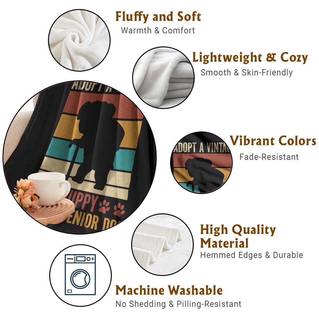 Vintage Adopt a Senior Dog Throw Blanket Rescue Animal Adoption Old Dog Shelter Pet TS10 Print Your Wear