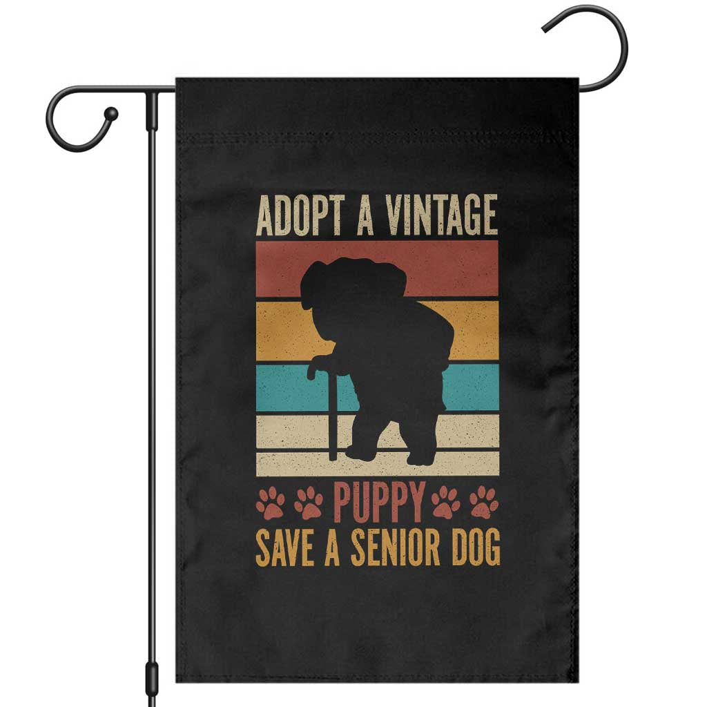 Vintage Adopt a Senior Dog Garden Flag Rescue Animal Adoption Old Dog Shelter Pet TS10 Black Print Your Wear