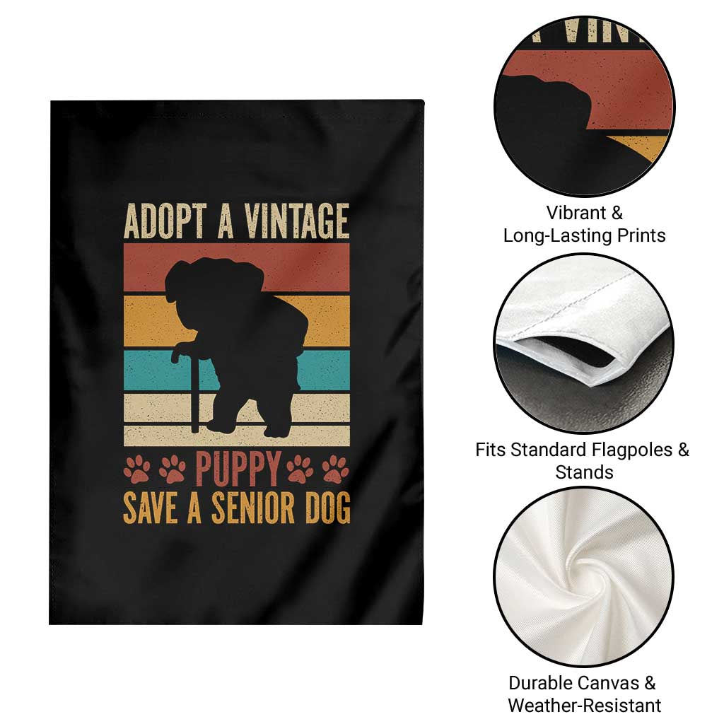 Vintage Adopt a Senior Dog Garden Flag Rescue Animal Adoption Old Dog Shelter Pet TS10 Print Your Wear