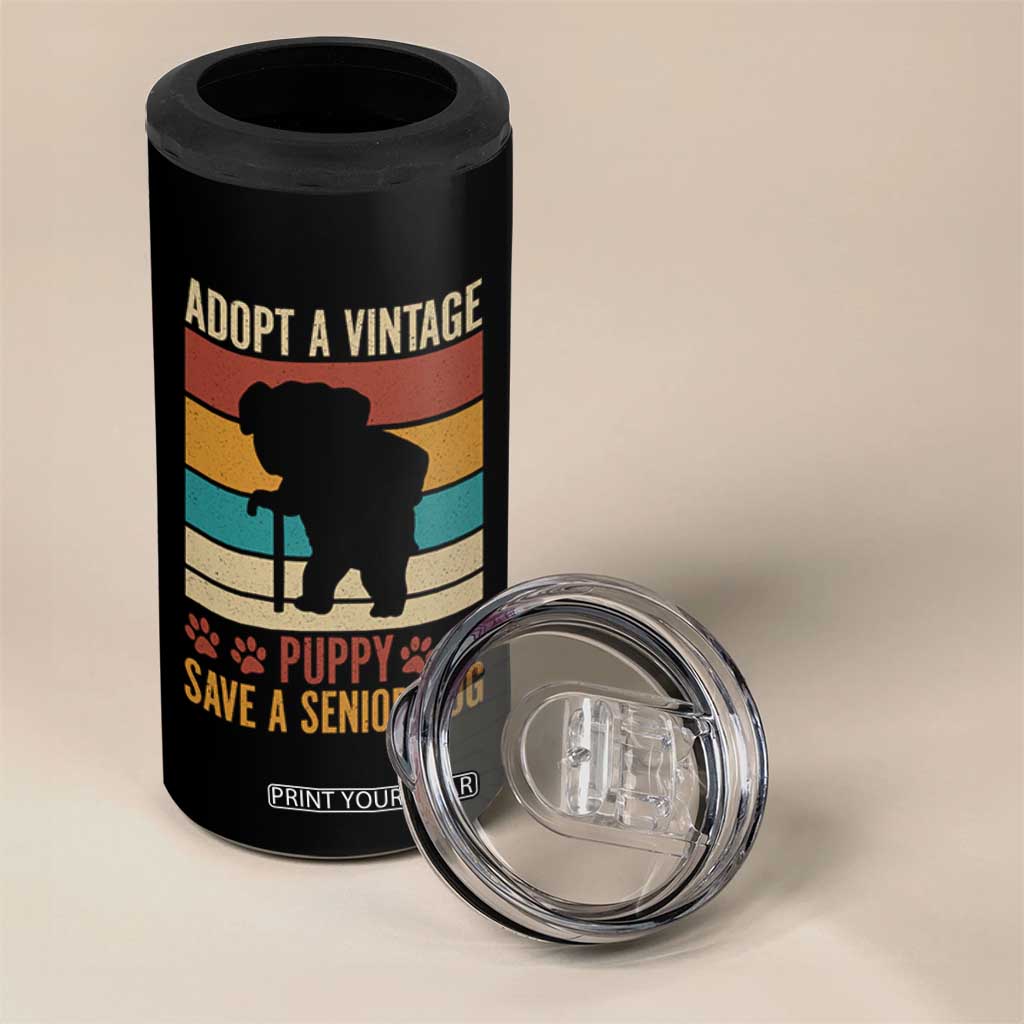 Vintage Adopt a Senior Dog 4 in 1 Can Cooler Tumbler Rescue Animal Adoption Old Dog Shelter Pet TS10 Print Your Wear