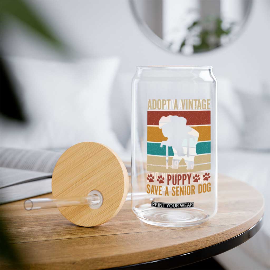 Vintage Adopt a Senior Dog Glass Can Rescue Animal Adoption Old Dog Shelter Pet TS10 Print Your Wear