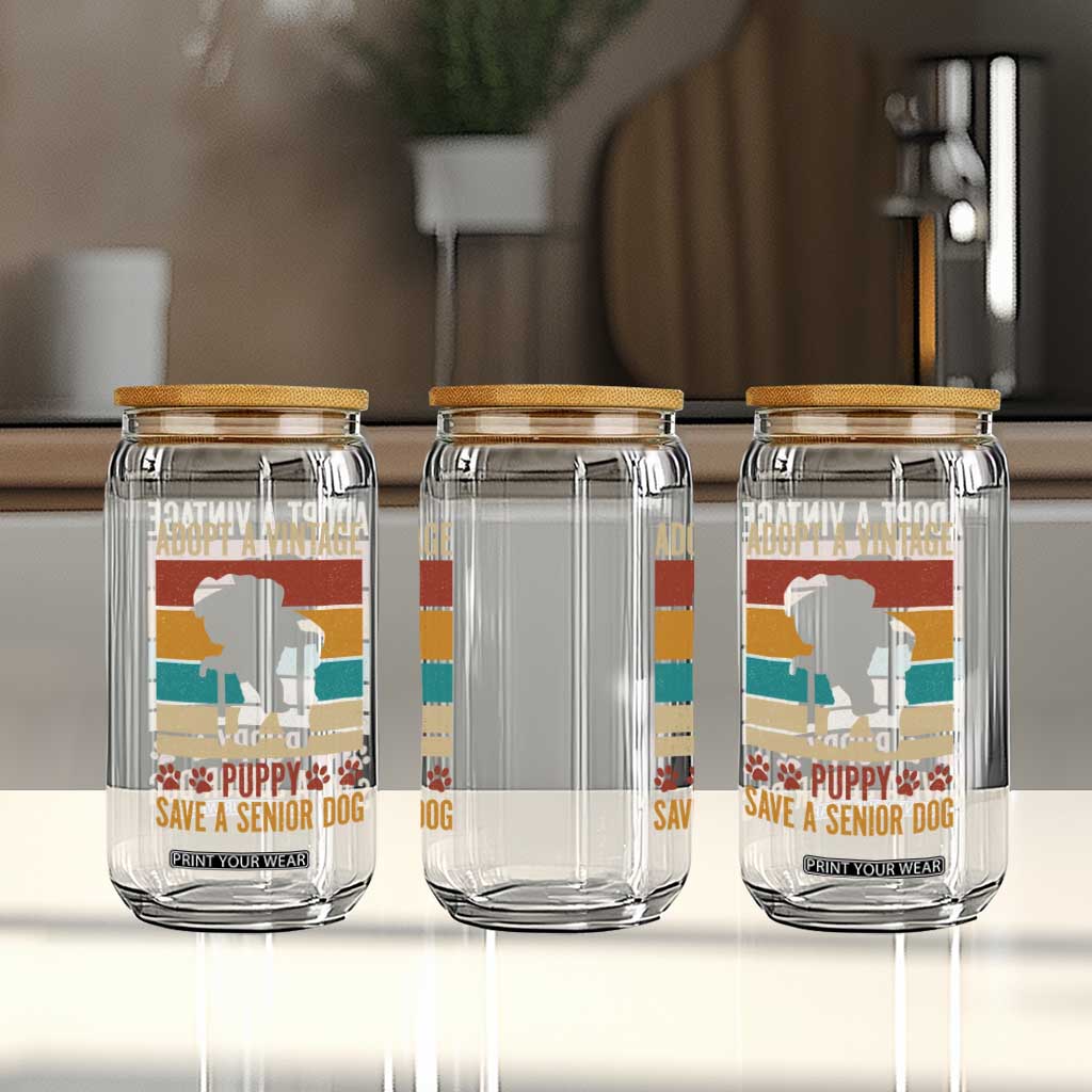 Vintage Adopt a Senior Dog Glass Can Rescue Animal Adoption Old Dog Shelter Pet TS10 Print Your Wear