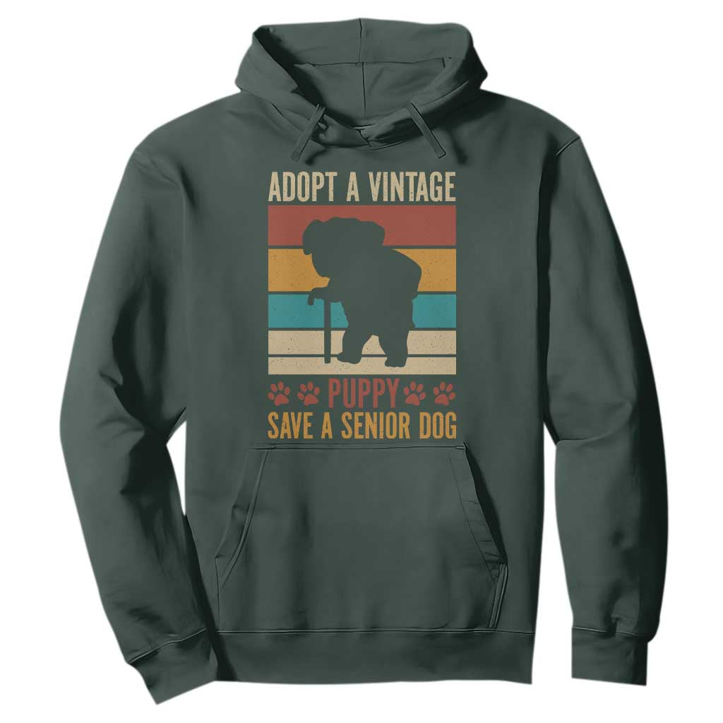 Vintage Adopt a Senior Dog Hoodie Rescue Animal Adoption Old Dog Shelter Pet TS10 Dark Forest Green Print Your Wear