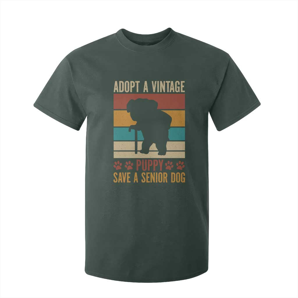 Vintage Adopt a Senior Dog T Shirt For Kid Rescue Animal Adoption Old Dog Shelter Pet TS10 Dark Forest Green Print Your Wear