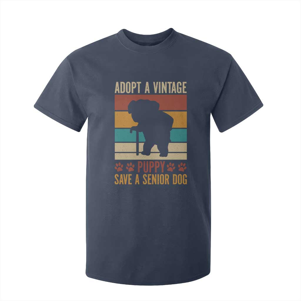 Vintage Adopt a Senior Dog T Shirt For Kid Rescue Animal Adoption Old Dog Shelter Pet TS10 Navy Print Your Wear
