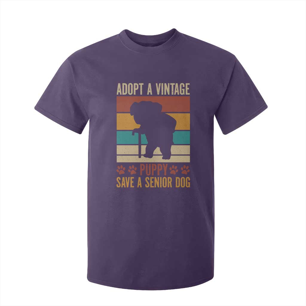 Vintage Adopt a Senior Dog T Shirt For Kid Rescue Animal Adoption Old Dog Shelter Pet TS10 Purple Print Your Wear