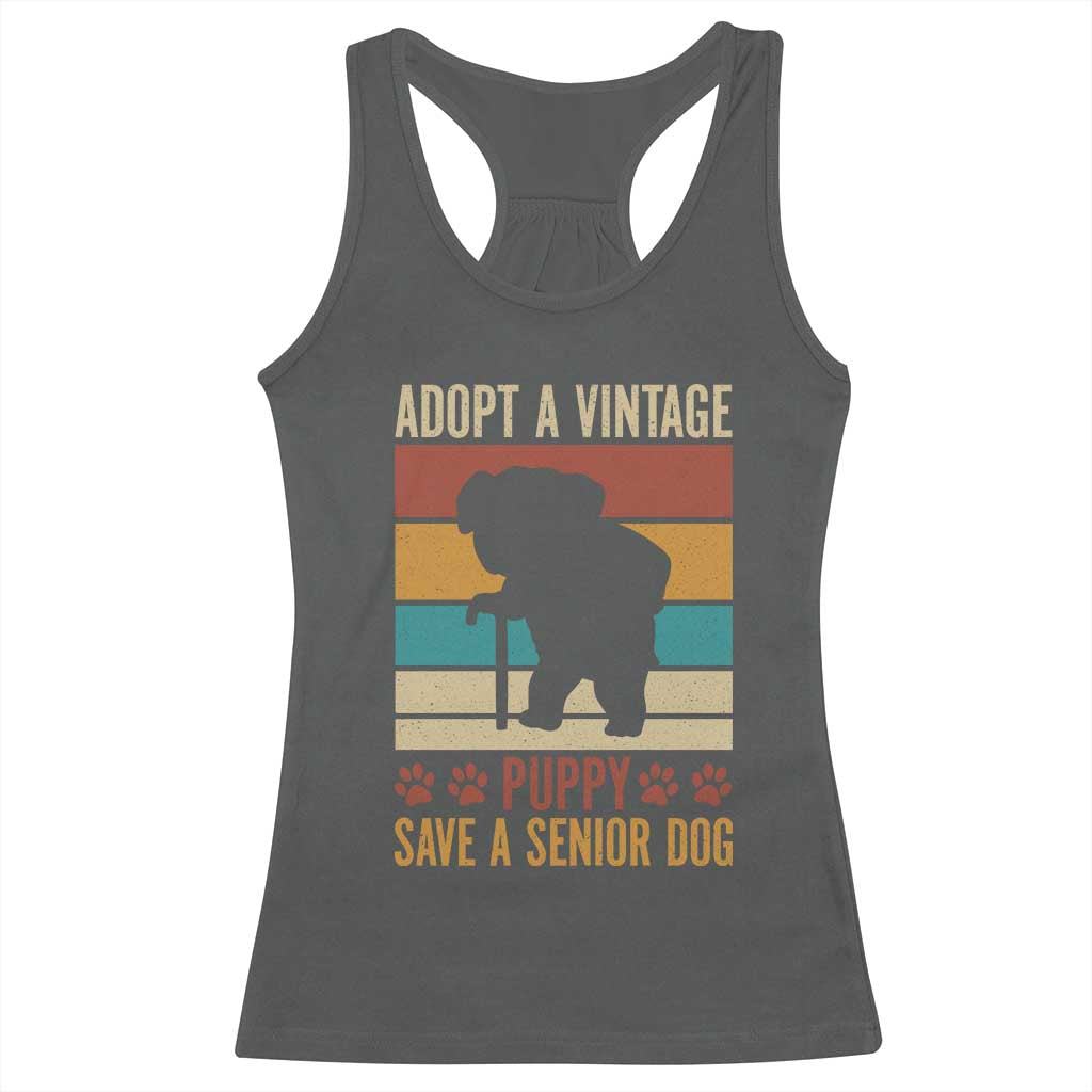 Vintage Adopt a Senior Dog Racerback Tank Top Rescue Animal Adoption Old Dog Shelter Pet TS10 Dark Heather Print Your Wear