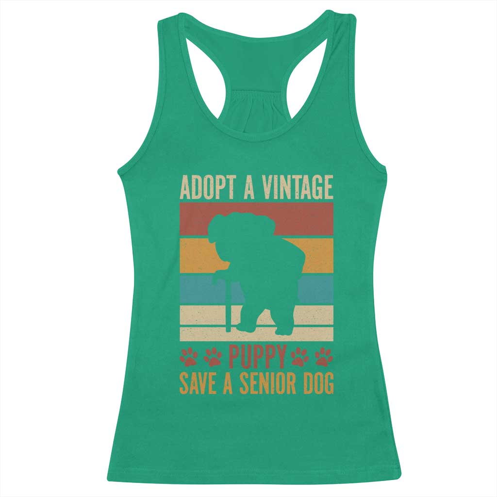 Vintage Adopt a Senior Dog Racerback Tank Top Rescue Animal Adoption Old Dog Shelter Pet TS10 Irish Green Print Your Wear