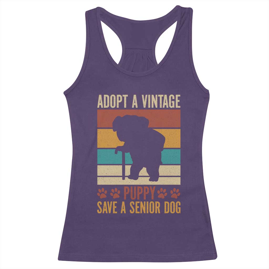 Vintage Adopt a Senior Dog Racerback Tank Top Rescue Animal Adoption Old Dog Shelter Pet TS10 Purple Print Your Wear