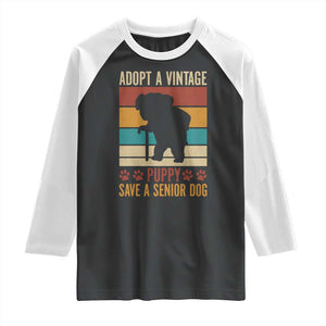 Vintage Adopt a Senior Dog Raglan Shirt Rescue Animal Adoption Old Dog Shelter Pet TS10 Black White Print Your Wear