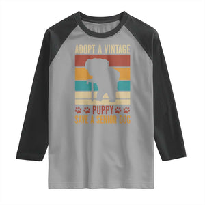 Vintage Adopt a Senior Dog Raglan Shirt Rescue Animal Adoption Old Dog Shelter Pet TS10 Sport Gray Black Print Your Wear