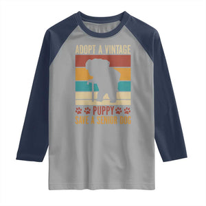 Vintage Adopt a Senior Dog Raglan Shirt Rescue Animal Adoption Old Dog Shelter Pet TS10 Sport Gray Navy Print Your Wear