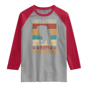 Vintage Adopt a Senior Dog Raglan Shirt Rescue Animal Adoption Old Dog Shelter Pet TS10 Sport Gray Red Print Your Wear