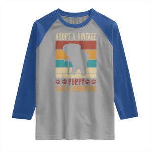 Vintage Adopt a Senior Dog Raglan Shirt Rescue Animal Adoption Old Dog Shelter Pet TS10 Sport Gray Royal Print Your Wear
