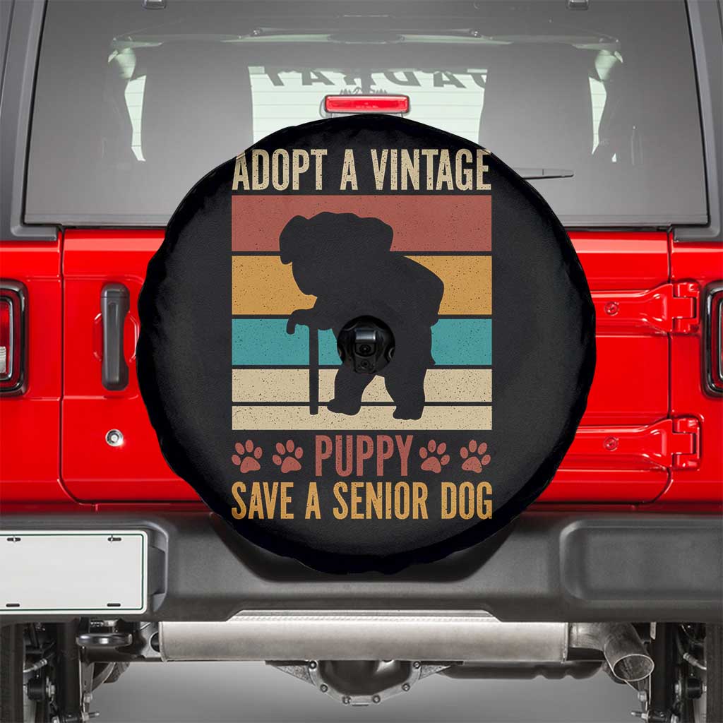 Vintage Adopt a Senior Dog Spare Tire Cover Rescue Animal Adoption Old Dog Shelter Pet TS10 Black Print Your Wear