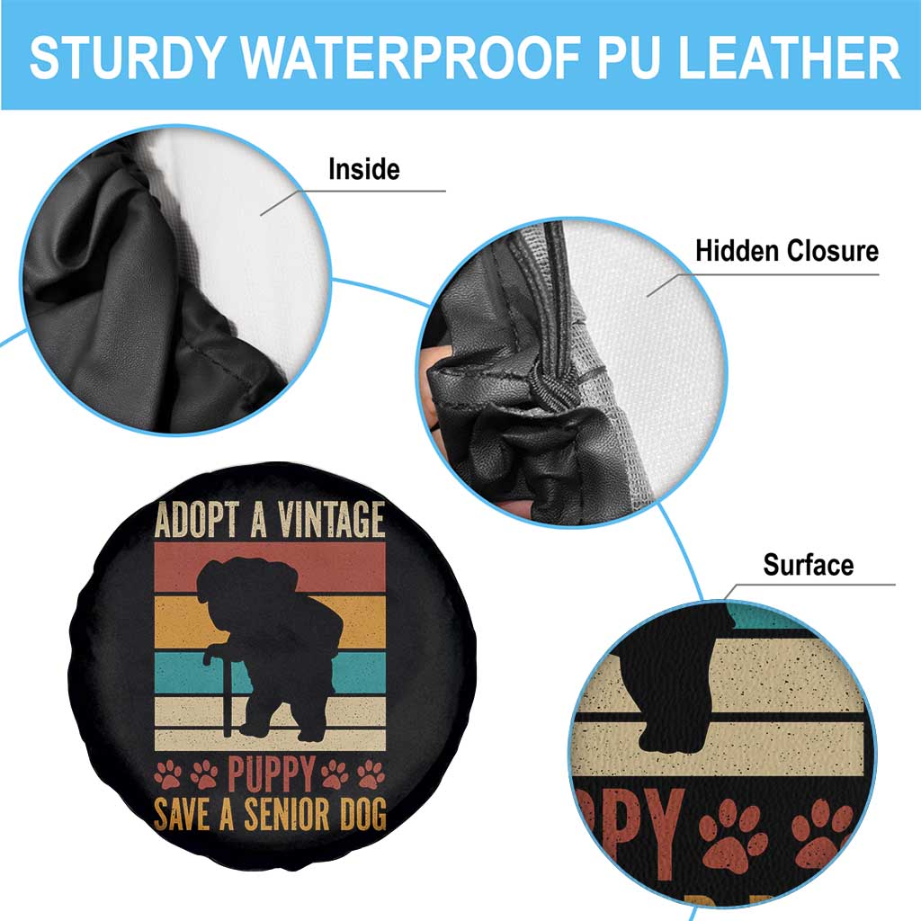 Vintage Adopt a Senior Dog Spare Tire Cover Rescue Animal Adoption Old Dog Shelter Pet TS10 Print Your Wear