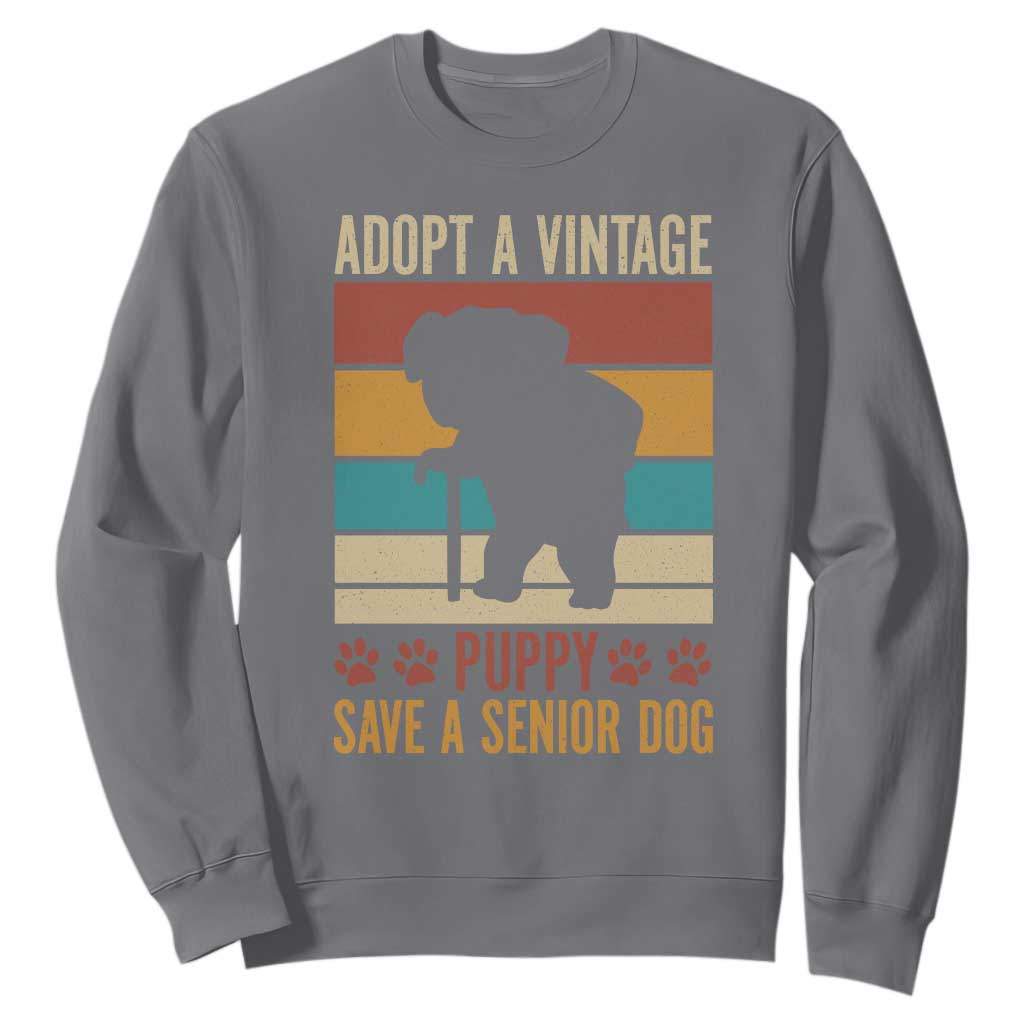 Vintage Adopt a Senior Dog Sweatshirt Rescue Animal Adoption Old Dog Shelter Pet TS10 Charcoal Print Your Wear