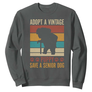 Vintage Adopt a Senior Dog Sweatshirt Rescue Animal Adoption Old Dog Shelter Pet TS10 Dark Heather Print Your Wear