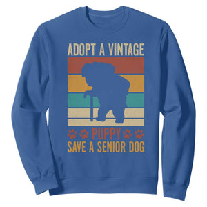 Vintage Adopt a Senior Dog Sweatshirt Rescue Animal Adoption Old Dog Shelter Pet TS10 Royal Blue Print Your Wear