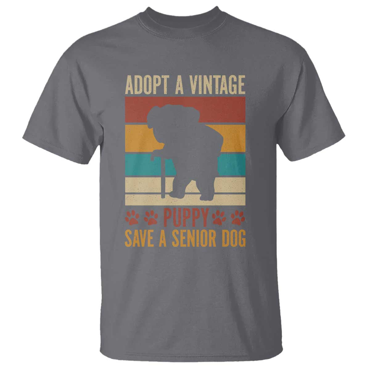 Vintage Adopt a Senior Dog T Shirt Rescue Animal Adoption Old Dog Shelter Pet TS10 Charcoal Print Your Wear