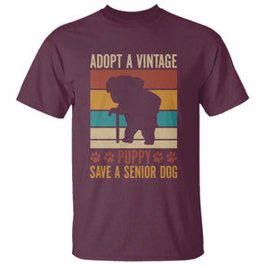 Vintage Adopt a Senior Dog T Shirt Rescue Animal Adoption Old Dog Shelter Pet TS10 Maroon Print Your Wear