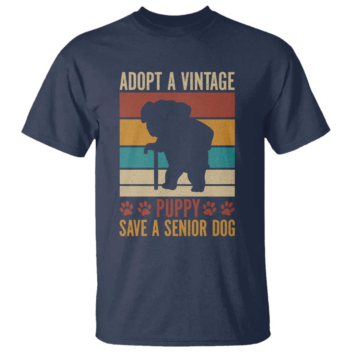 Vintage Adopt a Senior Dog T Shirt Rescue Animal Adoption Old Dog Shelter Pet TS10 Navy Print Your Wear