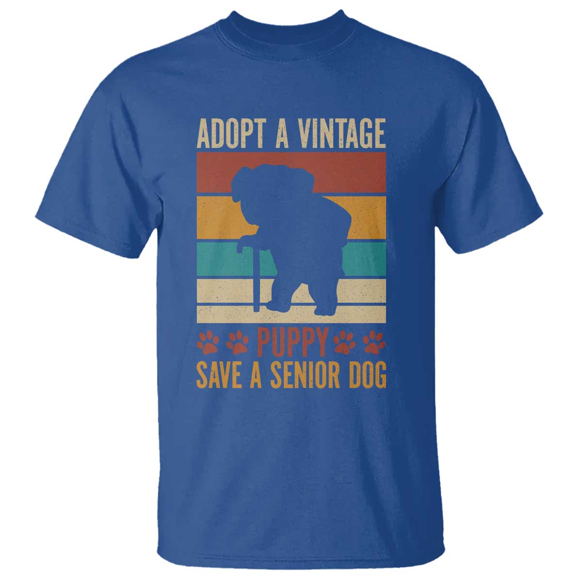 Vintage Adopt a Senior Dog T Shirt Rescue Animal Adoption Old Dog Shelter Pet TS10 Royal Blue Print Your Wear