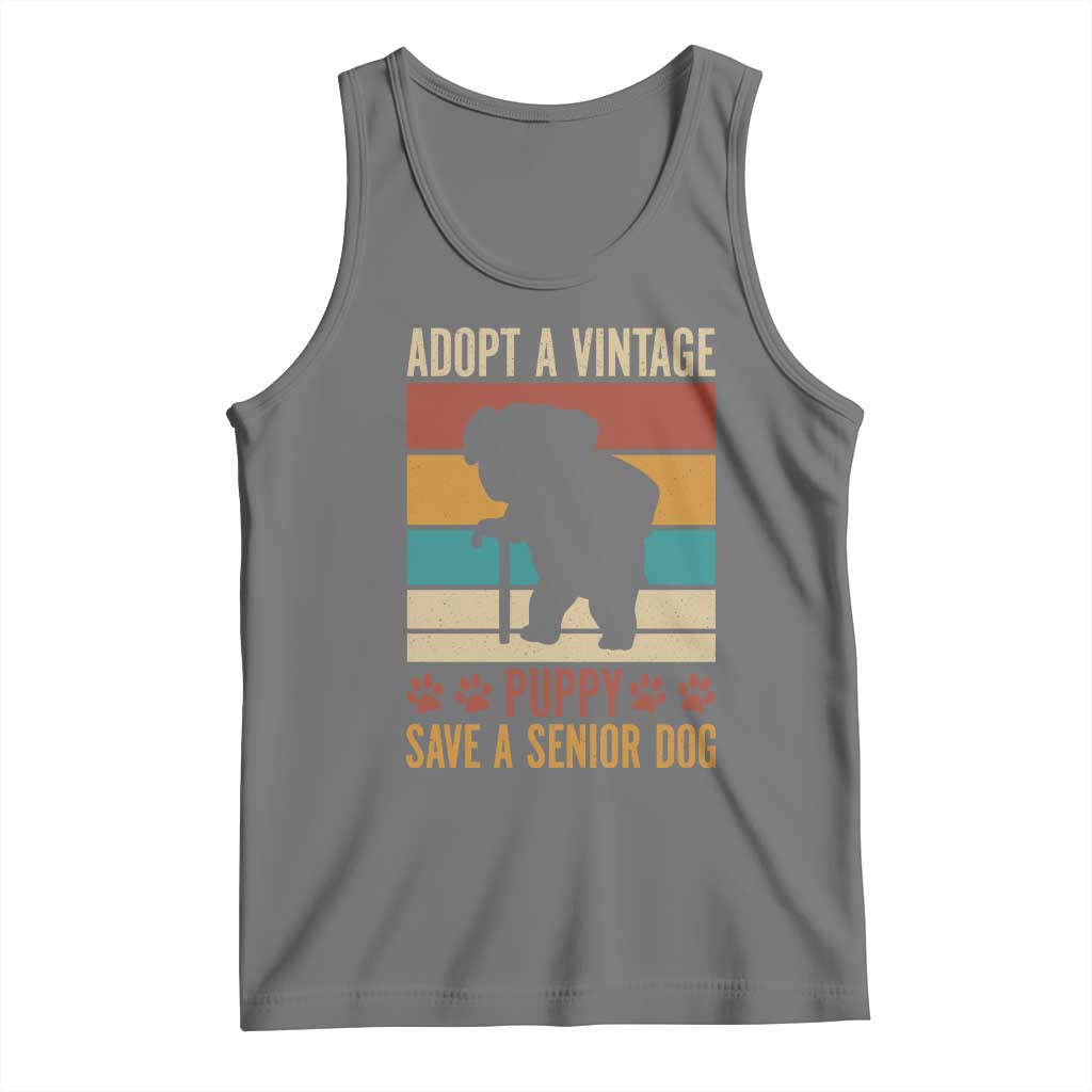 Vintage Adopt a Senior Dog Tank Top Rescue Animal Adoption Old Dog Shelter Pet TS10 Black Heather Print Your Wear