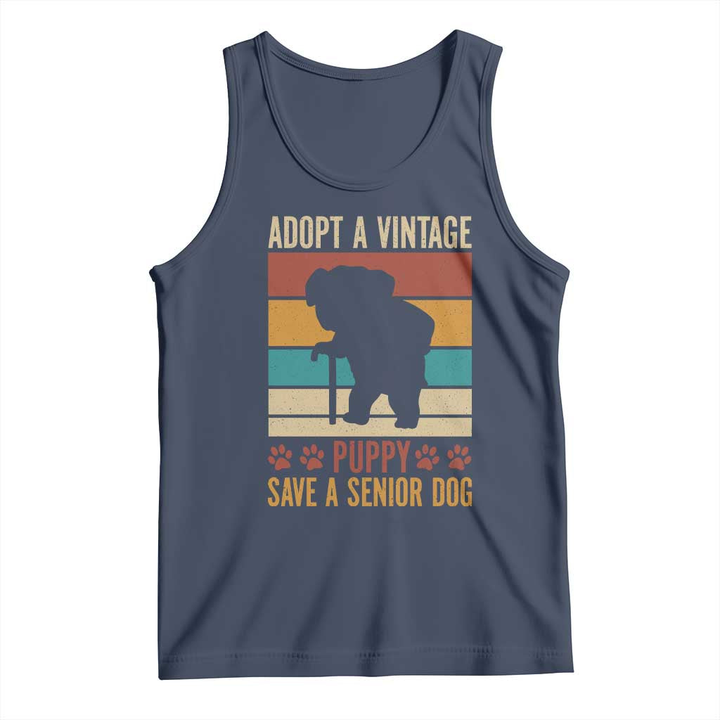 Vintage Adopt a Senior Dog Tank Top Rescue Animal Adoption Old Dog Shelter Pet TS10 Navy Print Your Wear