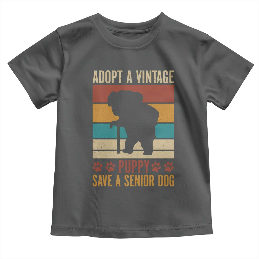 Vintage Adopt a Senior Dog Toddler T Shirt Rescue Animal Adoption Old Dog Shelter Pet TS10 Dark Heather Print Your Wear