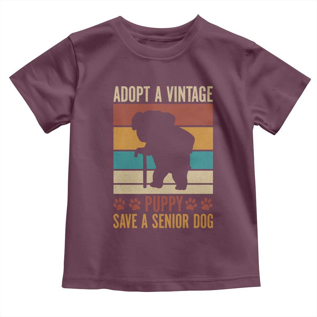 Vintage Adopt a Senior Dog Toddler T Shirt Rescue Animal Adoption Old Dog Shelter Pet TS10 Maroon Print Your Wear