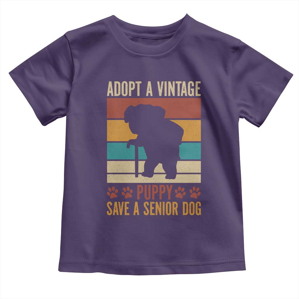 Vintage Adopt a Senior Dog Toddler T Shirt Rescue Animal Adoption Old Dog Shelter Pet TS10 Purple Print Your Wear