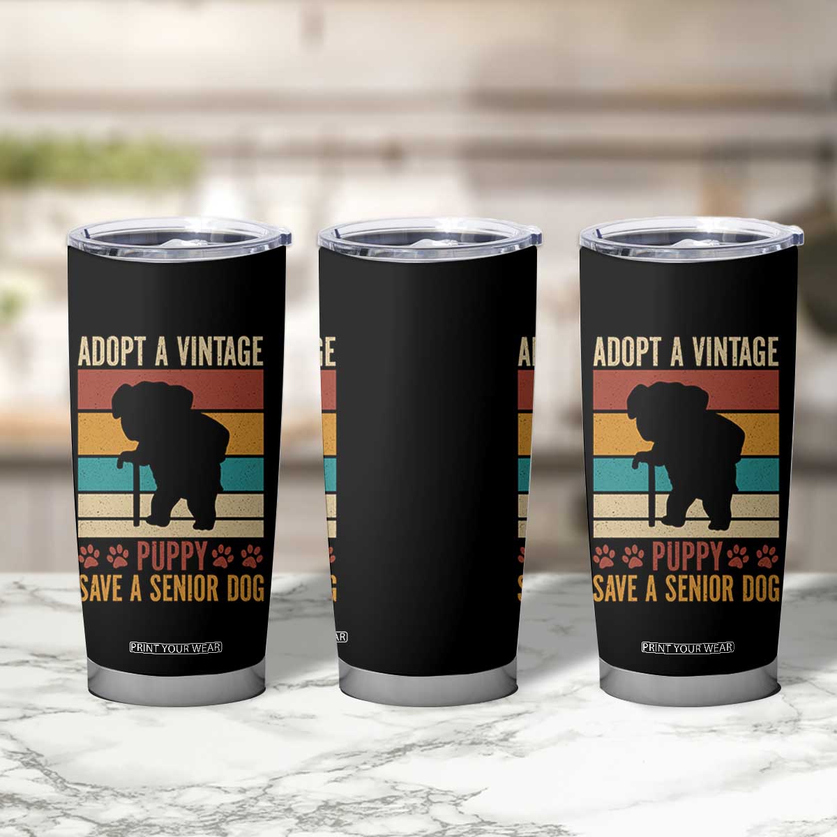Vintage Adopt a Senior Dog Tumbler Cup Rescue Animal Adoption Old Dog Shelter Pet TS10 Print Your Wear