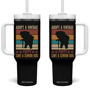 Vintage Adopt a Senior Dog Tumbler With Handle Rescue Animal Adoption Old Dog Shelter Pet TS10 One Size: 40 oz Black Print Your Wear