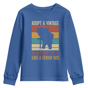 Vintage Adopt a Senior Dog Youth Sweatshirt Rescue Animal Adoption Old Dog Shelter Pet TS10 Royal Blue Print Your Wear