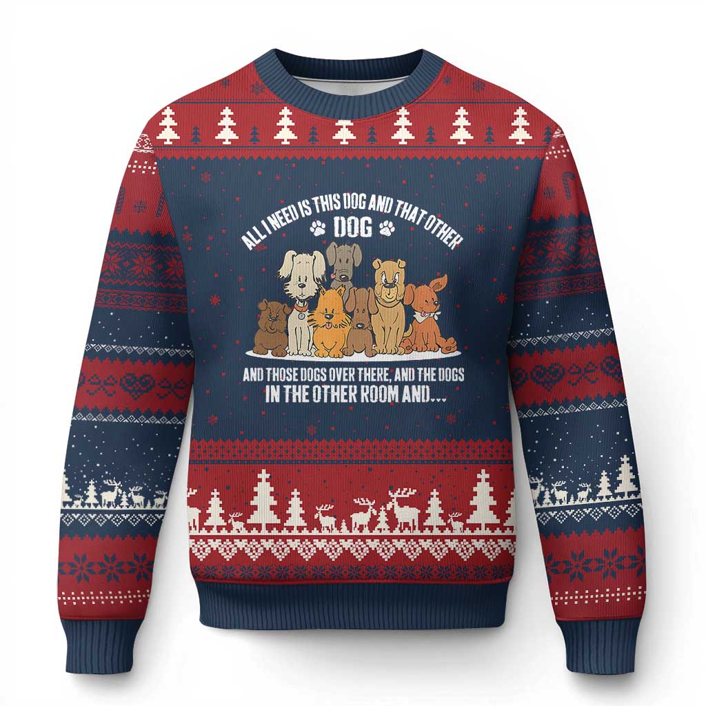 Funny Dog Lover Ugly Christmas Sweater Fur Mama Dad Dog Rescue TS10 Navy Red Print Your Wear