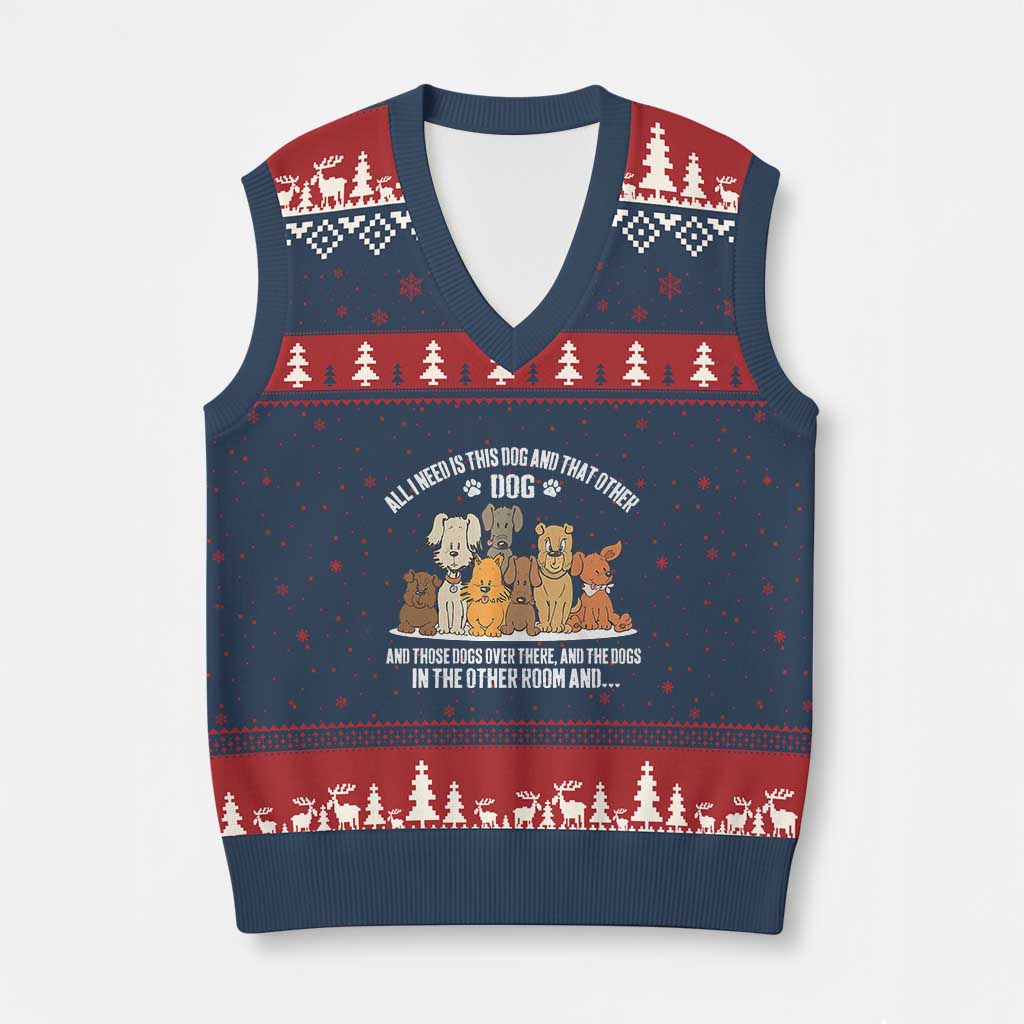Funny Dog Lover V-Neck Knit Sweater Vest Fur Mama Dad Dog Rescue TS10 Navy Red Print Your Wear