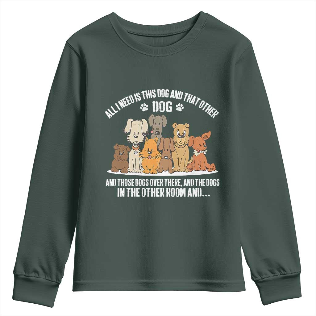 Funny Dog Lover Youth Sweatshirt Fur Mama Dad Dog Rescue TS10 Dark Forest Green Print Your Wear