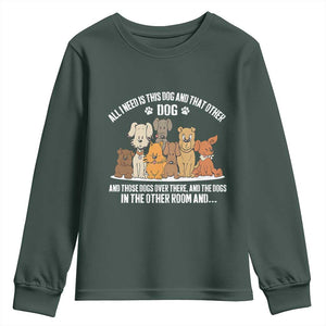 Funny Dog Lover Youth Sweatshirt Fur Mama Dad Dog Rescue TS10 Dark Forest Green Print Your Wear
